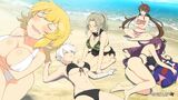 Las chicas de Hebijo en la playa.