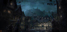 1600x764 18659 Lord of The Rings Concept Art 2d fantasy town night lord of the rings picture image digital art