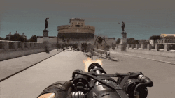 Sam effortlessly mows down a horde of Kleer Skeletons with his signature minigun.