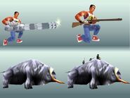 Sam's third person animations while standing, crouching, and a few Mamutmen riding a Mamut.