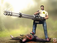 Serious Sam HD artwork of Sam with his iconic minigun.