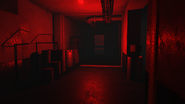 A darkened hallway.