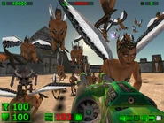 The Lasergun in Test 2 being used against Harpies.