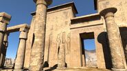 Pillars next to pylon.