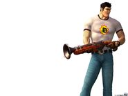 Serious Sam 2 concept of Sam with a blunderbuss.