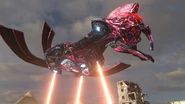 A Warship deploying its teleport beams.