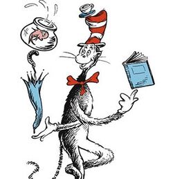 cat in the hat reading a book