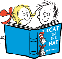 cat in the hat reading a book