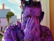 Larry's defeat - being covered in purple goo and dumped by Joan for his nasty ways