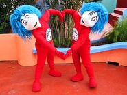Thing One and Thing Two as they appear in Seuss Landings in Universal Studios