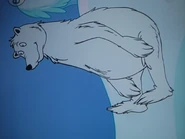 A polar bear sitting