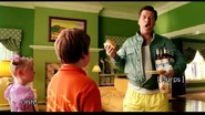 Larry, belching in front of Sally and Conrad while he is stealing their food