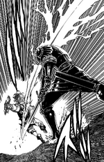 Gilthunder striking Meliodas from behind