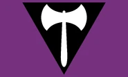 Labrys lesbian flag, rejected due to Nazi imagery, being made by a gay man, being frequently used by TERFs, and for being anti Romani