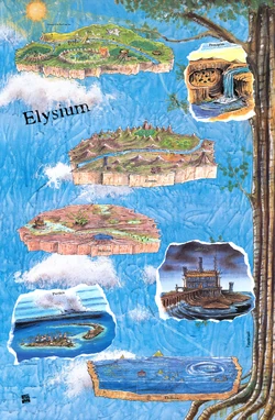 Elizjum, jego warstwy i połączenia z Rzeką Okeanos