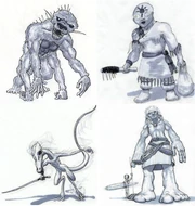 Kolejno - półparażywiołak magmy feylaar; półparażywiołak słońca krasnolud; półparażywiołak mułu dray; półparażywiołak deszczu kamienny gigant