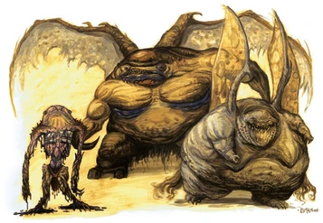 Demodand.jpg (90 KB) Demodandy (gehrelethy) to najczęściej neutralne złe czarty z więziennego planu Carceri.