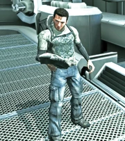 Jason holding the Thrust Pack he ripped from the Omega Armor