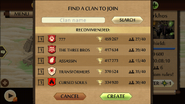 Players can join a clan or create their own clan.