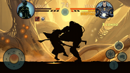 Titan stabs Shadow with his sword.