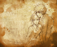 Yuri and Alice, drawn for the 18th birthday of Shadow Hearts. According to Matsuzo Machida, it was drawn by Kato while being disturbed by the world