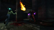 Trueform fighting Shadow Man in the Experimentation Rooms