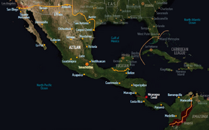 Aztlan, map from Shadowrun Sourcebook, Sixth World Almanac