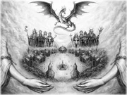 Le mani della Dea Etain, raffigurata in principio di creazione del mondo di Shaiya.