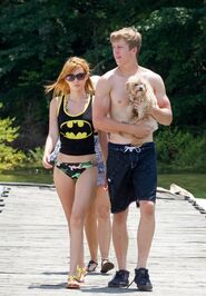 Bella-thorne-Bristan-batman-top-over-bikini-with-Kingston