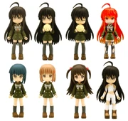 Left to right from top row: Shana, Shana with melonpan, Shana Smiling ver., Shana Flame Haze ver., Fumina Konoe, Kazumi Yoshida, Yukari Hirai, and Shana Bandage ver..
