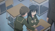 Sasaki giving the notes back to Yukari