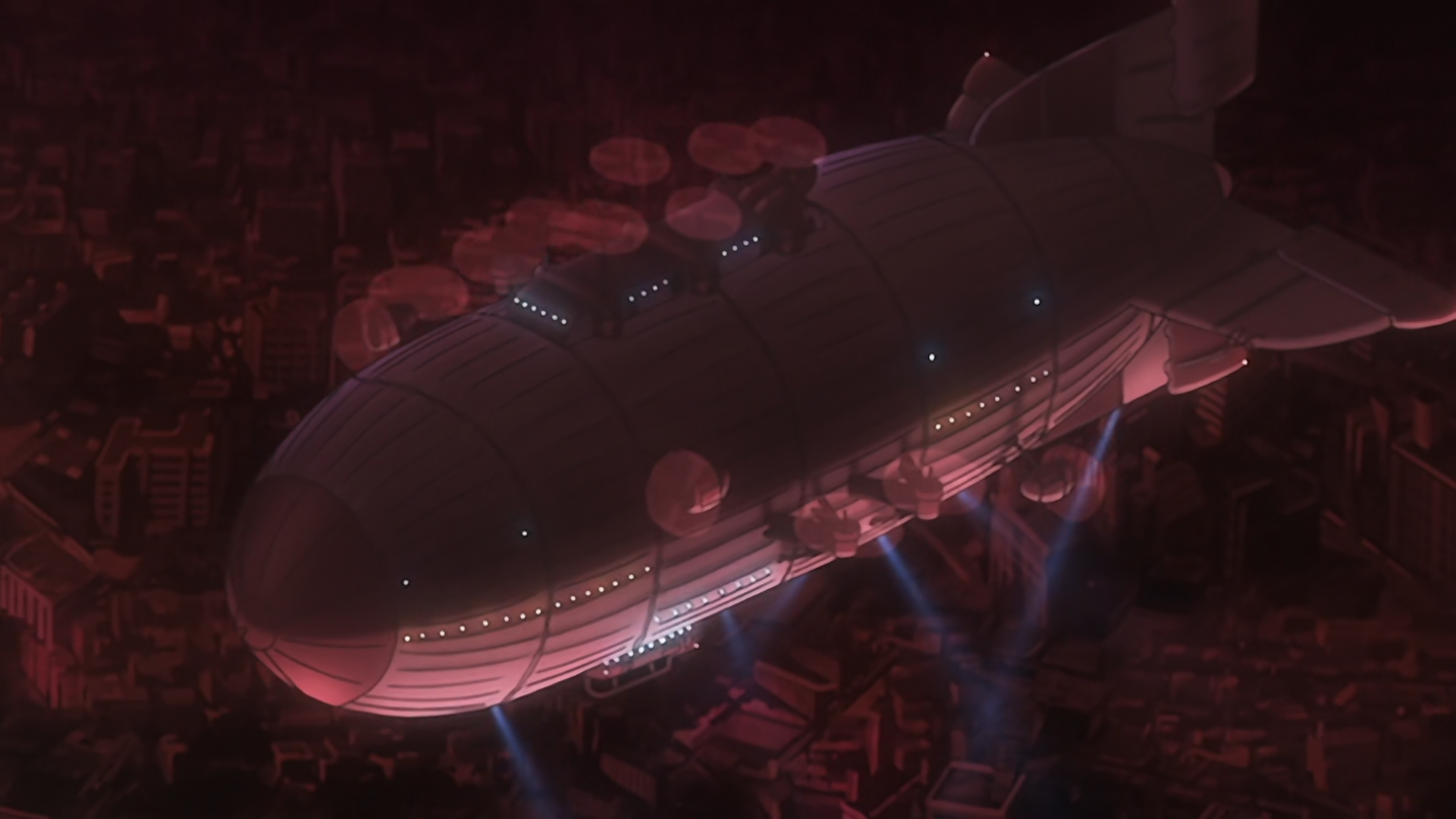 anime style depiction of a city in the sky with airships on Craiyon