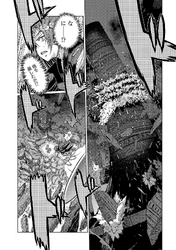 The tower collapsing due to Sabaeru Kaze.