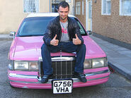 Micky with his famous fuchsia limo