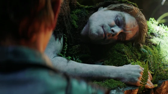 Wil looks at Shea's body resting on a stone bier inside a labyrinth of tunnels and caves in the Wolfsktaag Mountains.