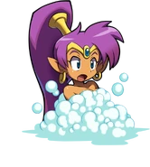 Shantae's shocked talk sprite in the bath