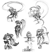 Concept art of Shantae and Risky with her hair down