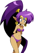 Shantae leaning talk sprite in her Beach outfit