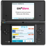 A Nintendo DSi navigating the DSiWare.