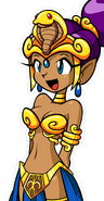 Shantae mentre parla con il costume da ballo