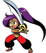 Early art of Shantae with a scimitar