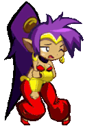 Shantae being in big pain and itching. It can also be noticed she has damaged leggins and disheveled hair