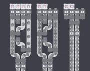 A picture of two schematics of load balancing belts. One design allows for a higher throughput than the other.