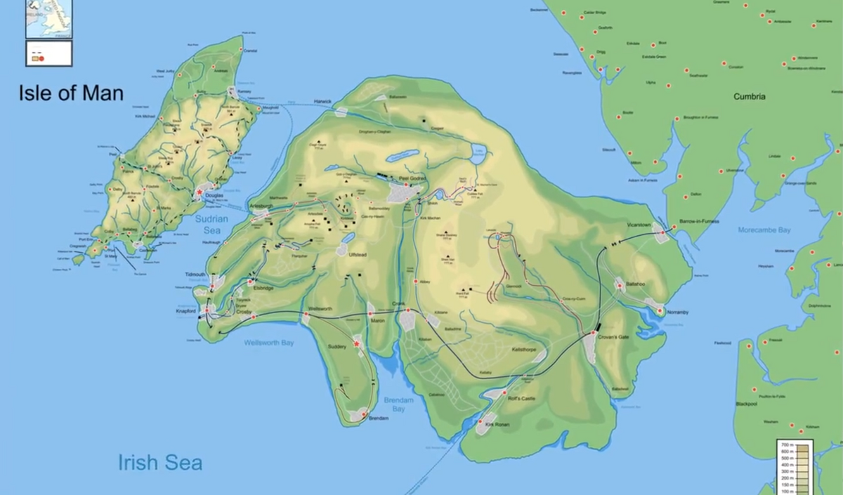 The isle in the irish sea. Карта острова Содор. Флаг острова Содор.