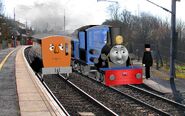 Sir Topham Hatt with Ferdinand and Roly.