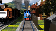 Thomas running down the track.