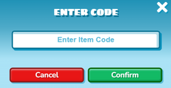 Redeem Code Pop up