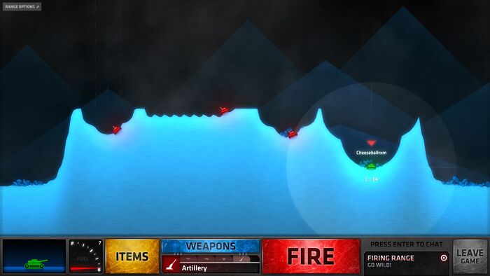 A size comparison of explosions from different upgrades.