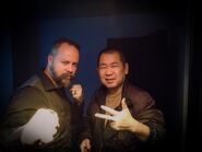 Suzuki with Ryo's English voice actor in the games Corey Marshall.