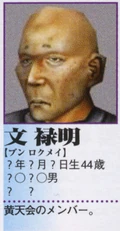 Luming's profile in the Shenmue II Perfect Guidebook: with his birth date, zodiac sign, blood type, height and weight all listed as '?'